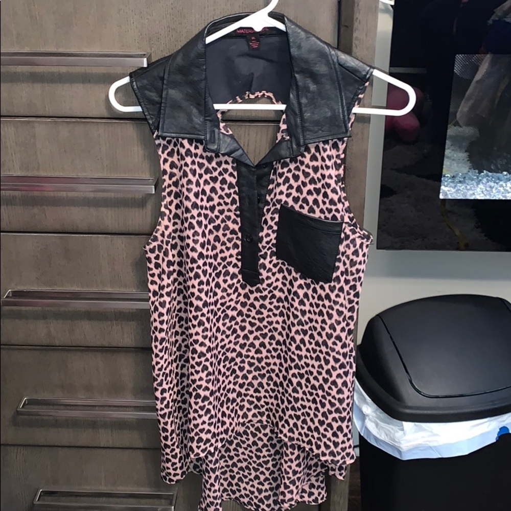 Cheetah print chiffon blouse